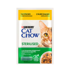 Cat Chow Sterilised консерва для стерилізованих котів із куркою та баклажанами, 85 г