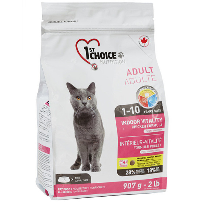 1st Choice Adult Indoor Vitality корм для котів з куркою 2,72 кг