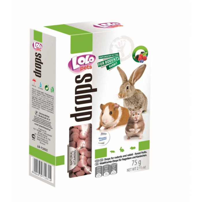 Дропси для гризунів Лісова ягода 75 г Lolopets 71031