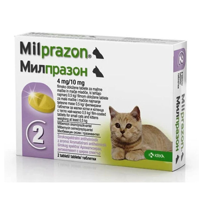 Мілпразон 4 таблетки для кішок 4,0 мг КРКА 0,5 кг-2кг