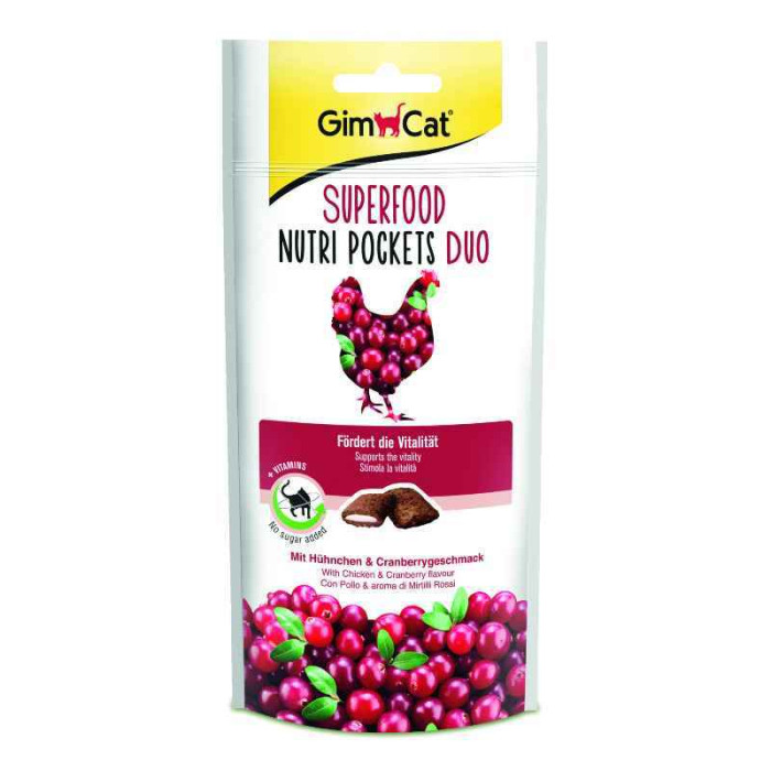 GimCat Superfood Duo-Sticks Snack подушечки для кішок з журавлиною і куркою 60г 418698