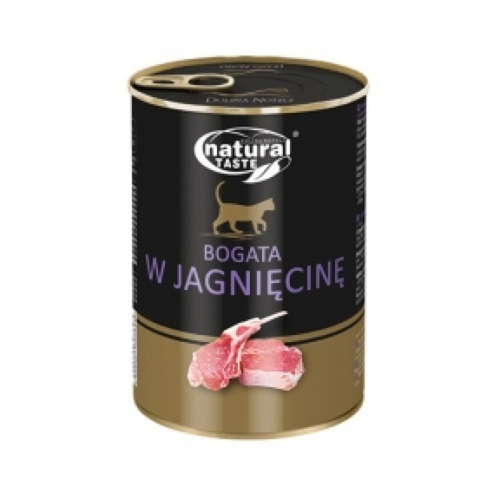 Dolina Noteci Natural Taste Cat консерви для кішок 400г мясні шматочки з ягням в соусі 303893