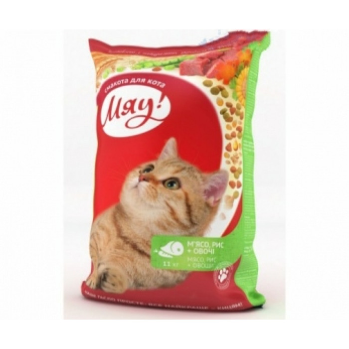 Мяу корм для котів мясо, рис, овочі 14кг 363280