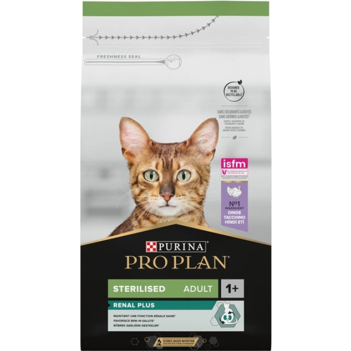 АКЦІЯ PRO PLAN Sterilised Adult 1+ Renal Plus з індичкою сухий корм для стерилізованих кішок 1,5 кг