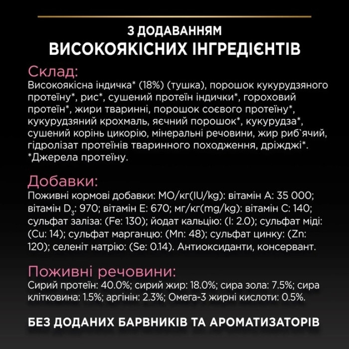 АКЦІЯ PRO PLAN Delicate Digestion з індичкою сухий корм для котів з чутливим травленням 1,5 кг