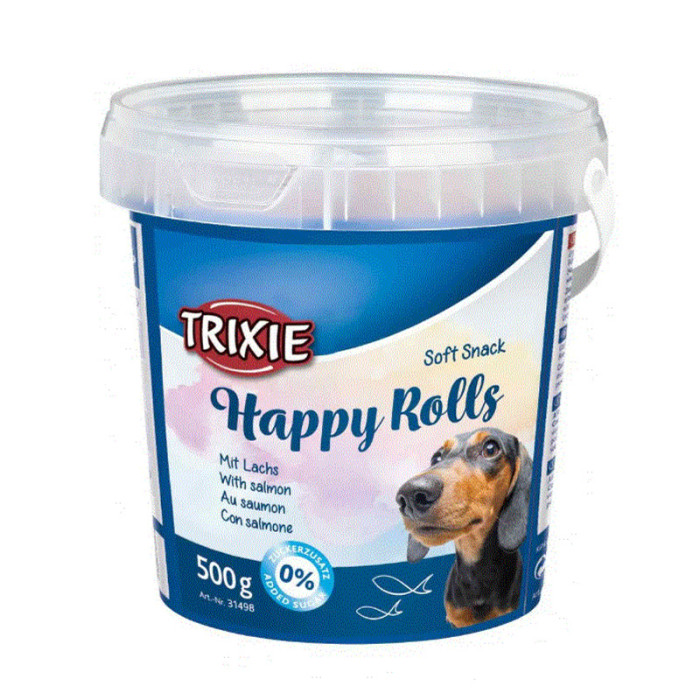 Ласощі для собак Happy Rolls мякі з лососем відро 500г 31498