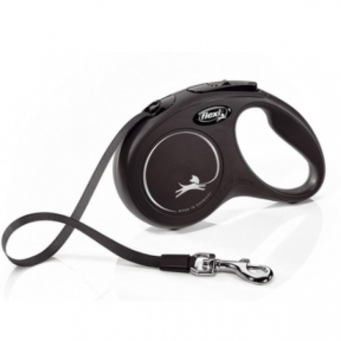 Рулетка Flexi Classic S-стрічка 5м до 15 кг Чорна, 5м до 15 кг