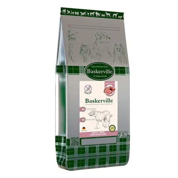 Baskerville HF Adult сухий корм для собак з яловичиною 7.5 кг 1032440236