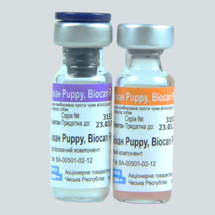 Биокан Рирру (Паппи) вакцина для собак, Bioveta Біокан Рірру (чума і ентерит) Bioveta, Чехія