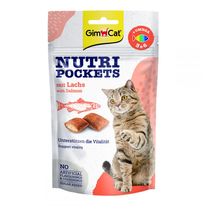 GimCat Nutri Pockets with Salmon ласощі для кішок з лососем і жирними кислотами 60г