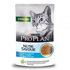 Purina Pro Plan Nutrisavour Sterilised консерви для стерилізованих кішок шматочки тріски в паштеті павуч 85г