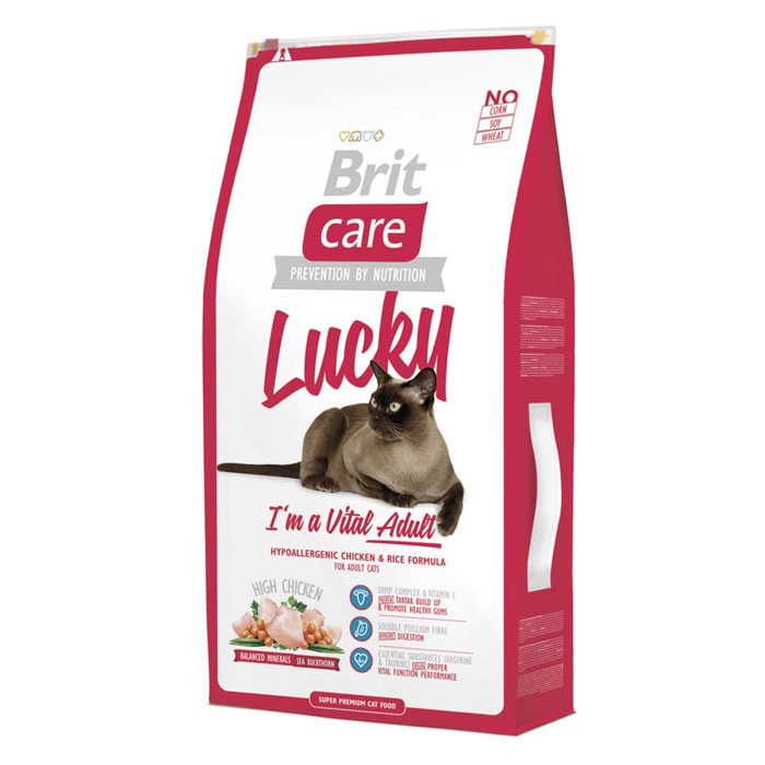 Brit Care LUCKY Vital Adult гіпоалергенний корм для кішок з куркою і рисом 7 + 2 кг