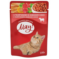 Консерви для кішок Мяу 100г яловичина в соусі 5222